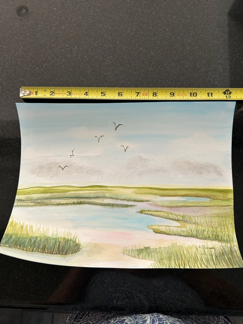 Marshland Watercolor Wall Art Print in Blue and Green